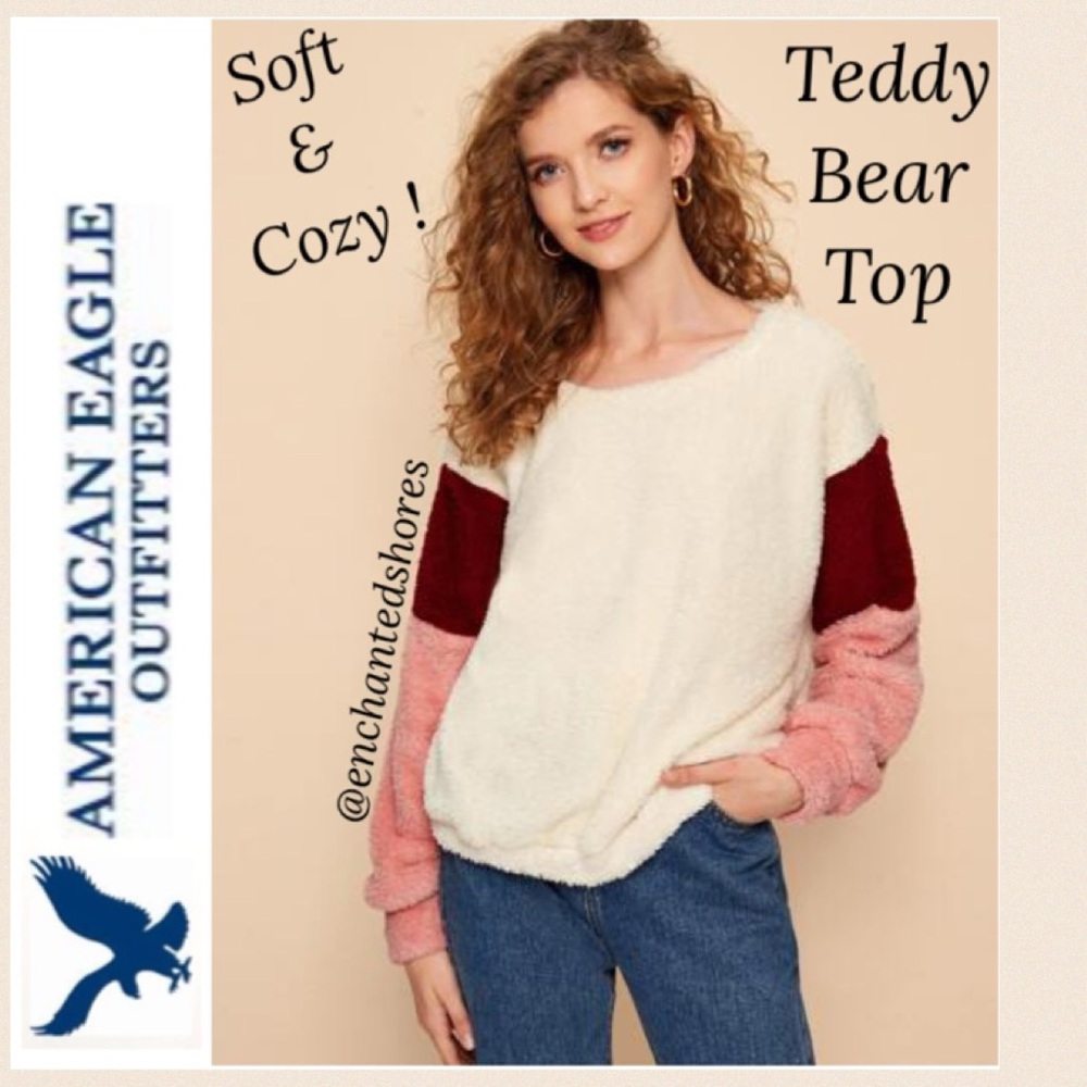 Cozy Fleece Sherpa Pullover Long Sleeve Shirt Rose Pink Mauve Brown Size X Large